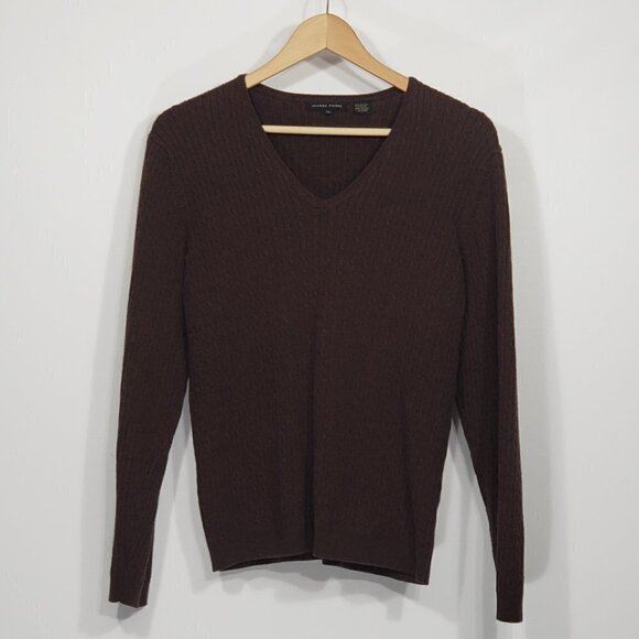 Jeanne Pierre  Brown V-neck Cable Knit Sweater  Size XL - SEE MEASUREMENTS - Picture 1 of 3